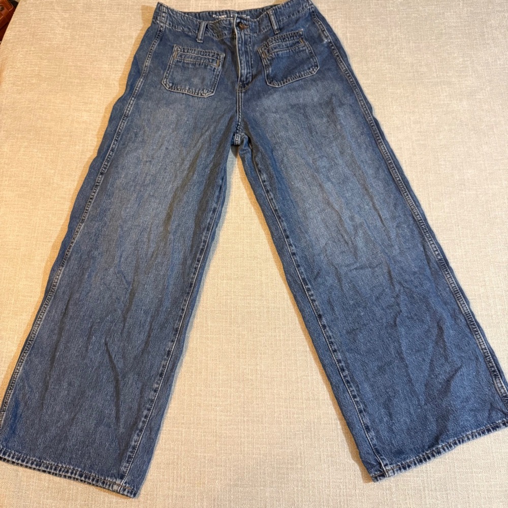 Old Navy High-Rise Baggy Wide Leg Drapey Denim Jeans Size 8 Utility Carpenter